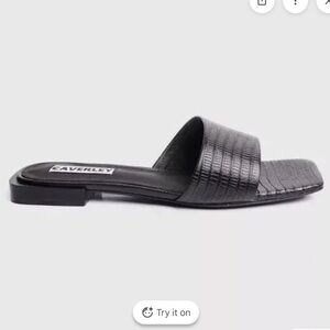 Caverley Black Textured Slide Sandals for Women
